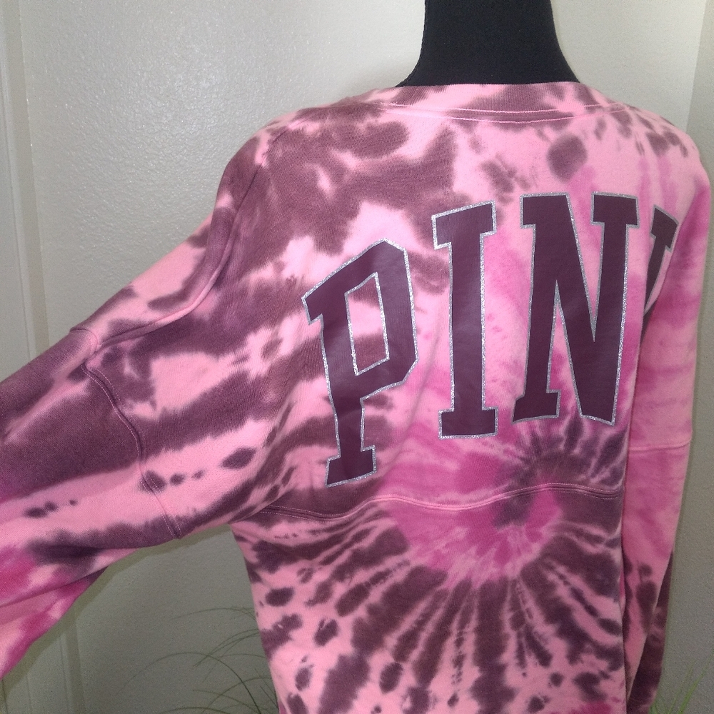 VICTORIA SECRET PINK Shine Tie-Dye Crew Neck Sweatshirt- Size M - Picture 6 of 14